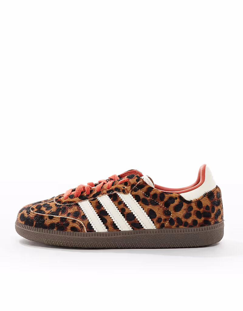 Кроссовки Adidas Originals samba с леопардовым принтом - КОРИЧНЕВЫЕ — фото 4
