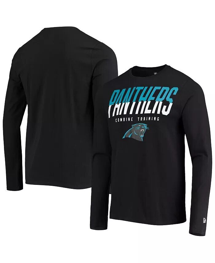 

Мужская черная футболка Carolina Panthers с длинным рукавом с разрезом New Era