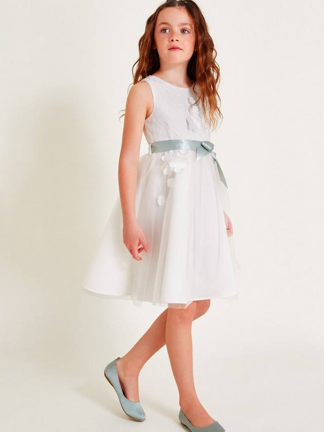 

Детское платье подружки невесты Holly Scuba с бантом Monsoon, Ivory