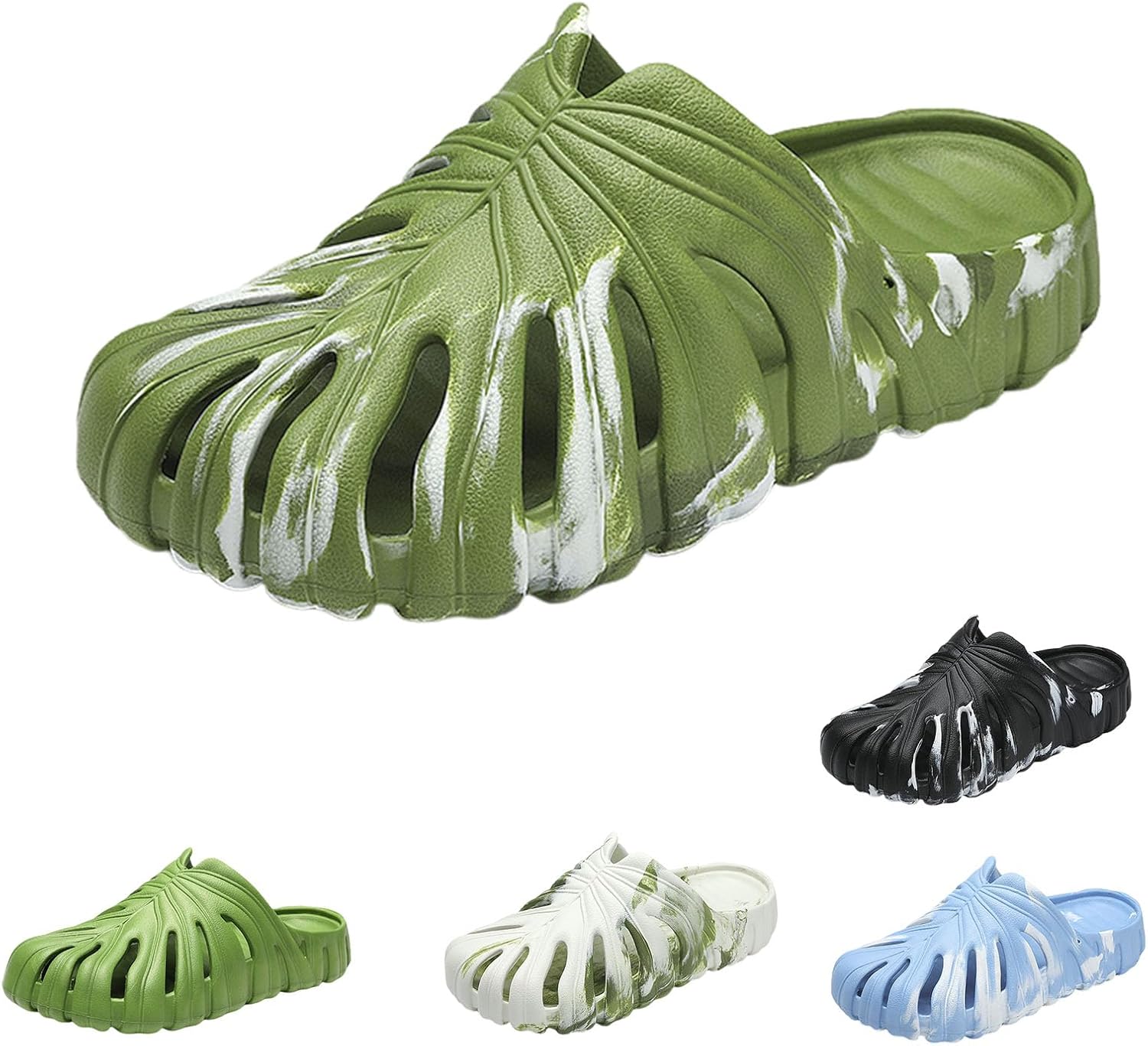 

Тапочки «Монстера» для женщин и мужчин, тапочки с толстой подошвой и мягкой подушкой, нескользящие, быстросохнущие, из ЭВА, для пляжа и душа Imtosec, зеленый