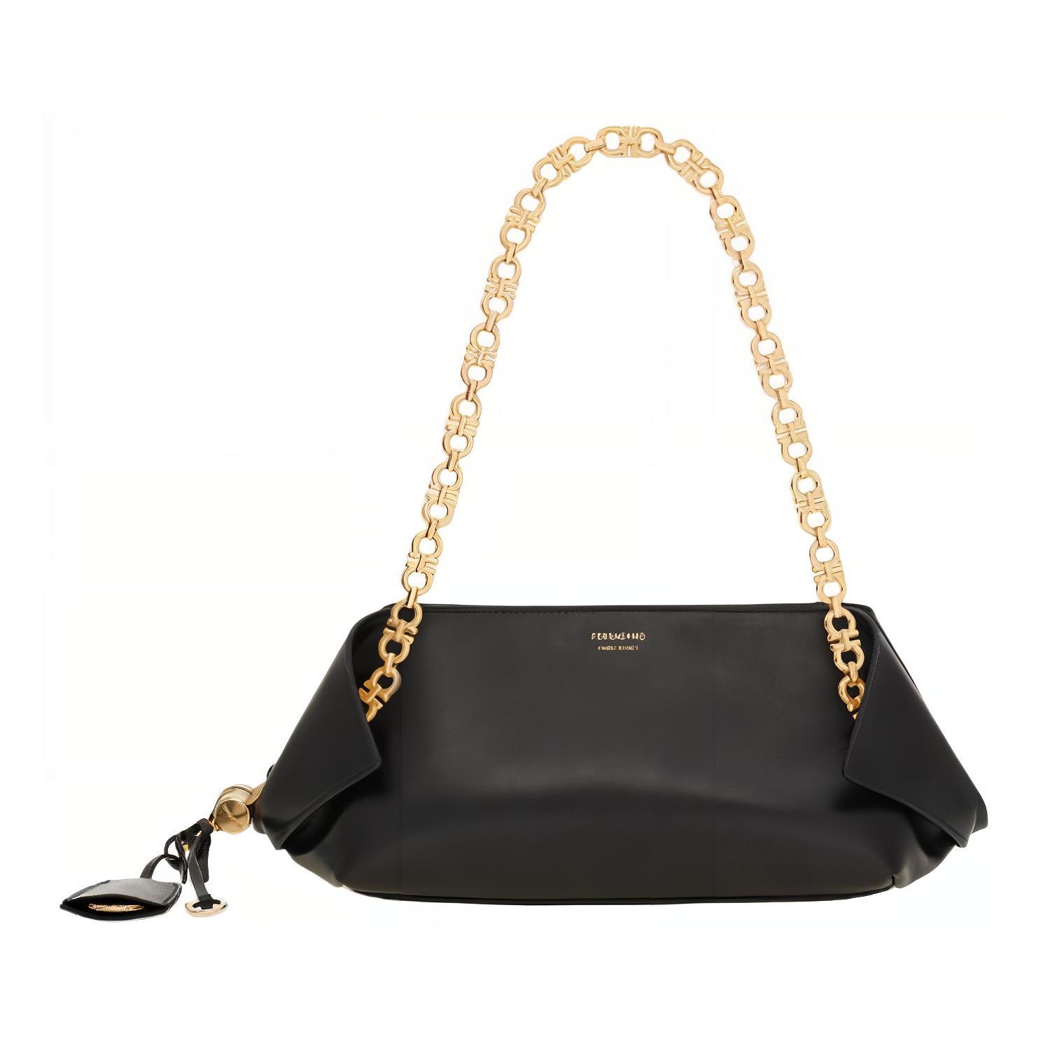 

Ferragamo Черная женская сумка через плечо из телячьей кожи малого размера