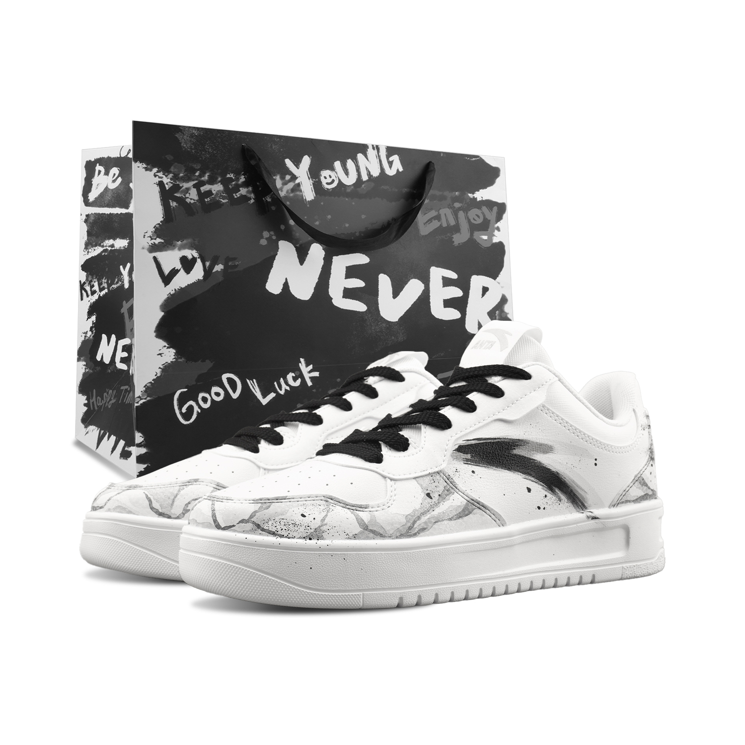 

Мужские низкие скейтбордские кроссовки Relaxed Coverage, устойчивые к истиранию, легкие ANTA, белый