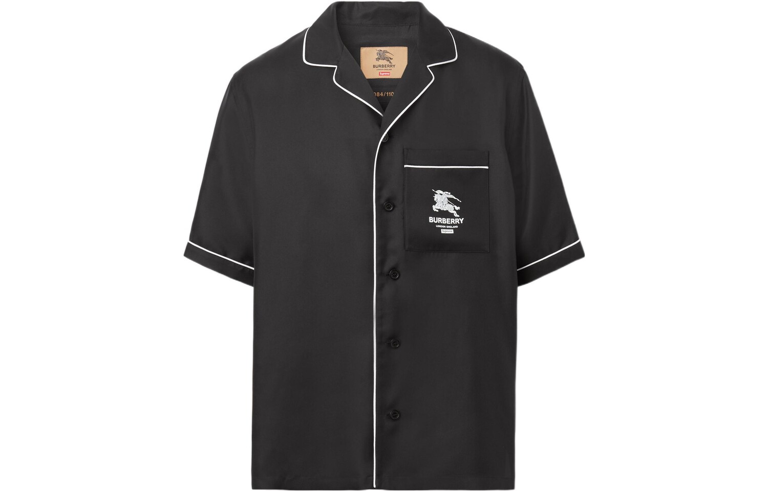 

Пижамная рубашка Supreme X Icon Stripe Silk, эксклюзивно Burberry, черный