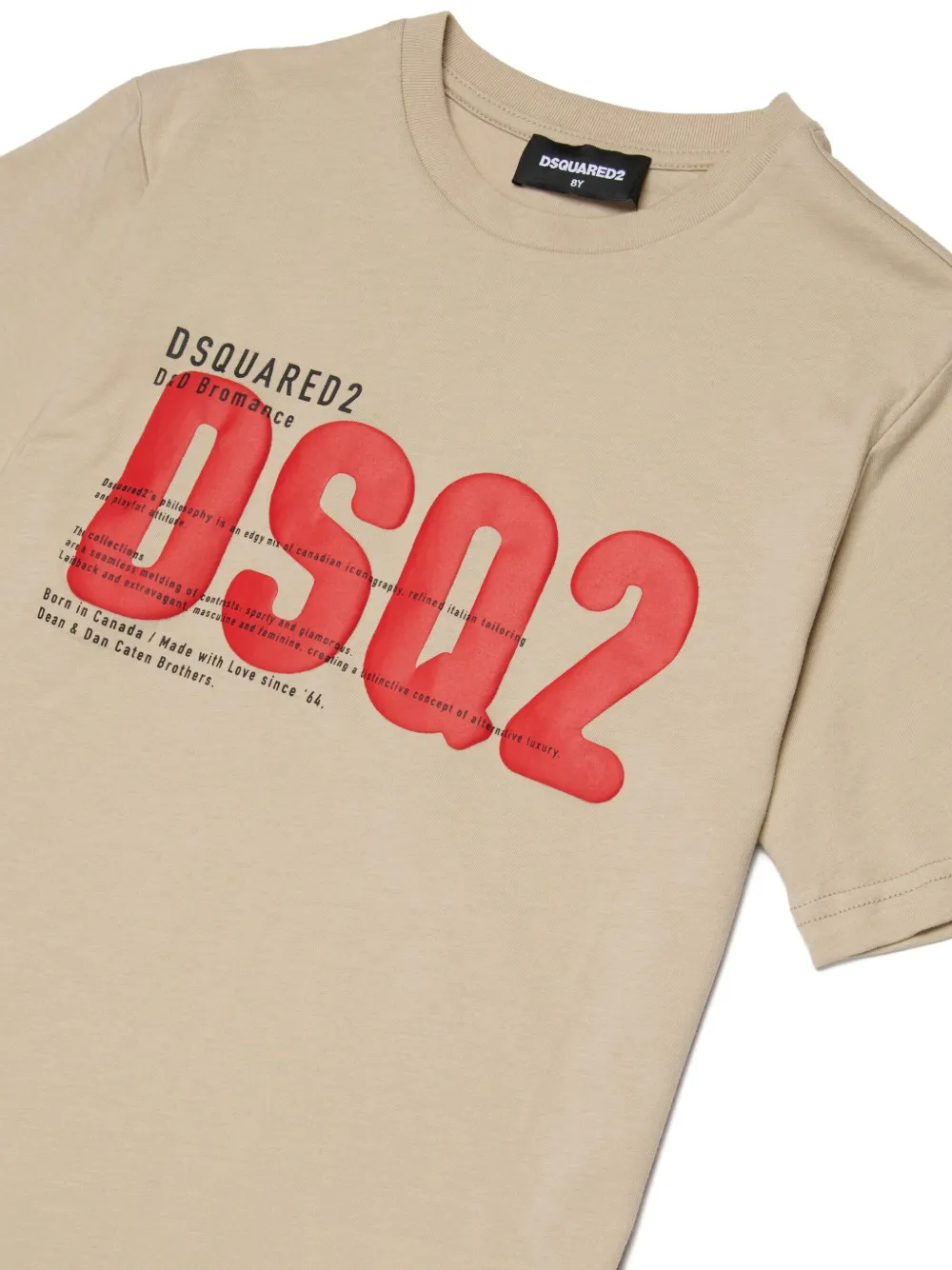 Футболка с круглым вырезом и логотипом Dsquared2 Kids, бежевый — фото 3
