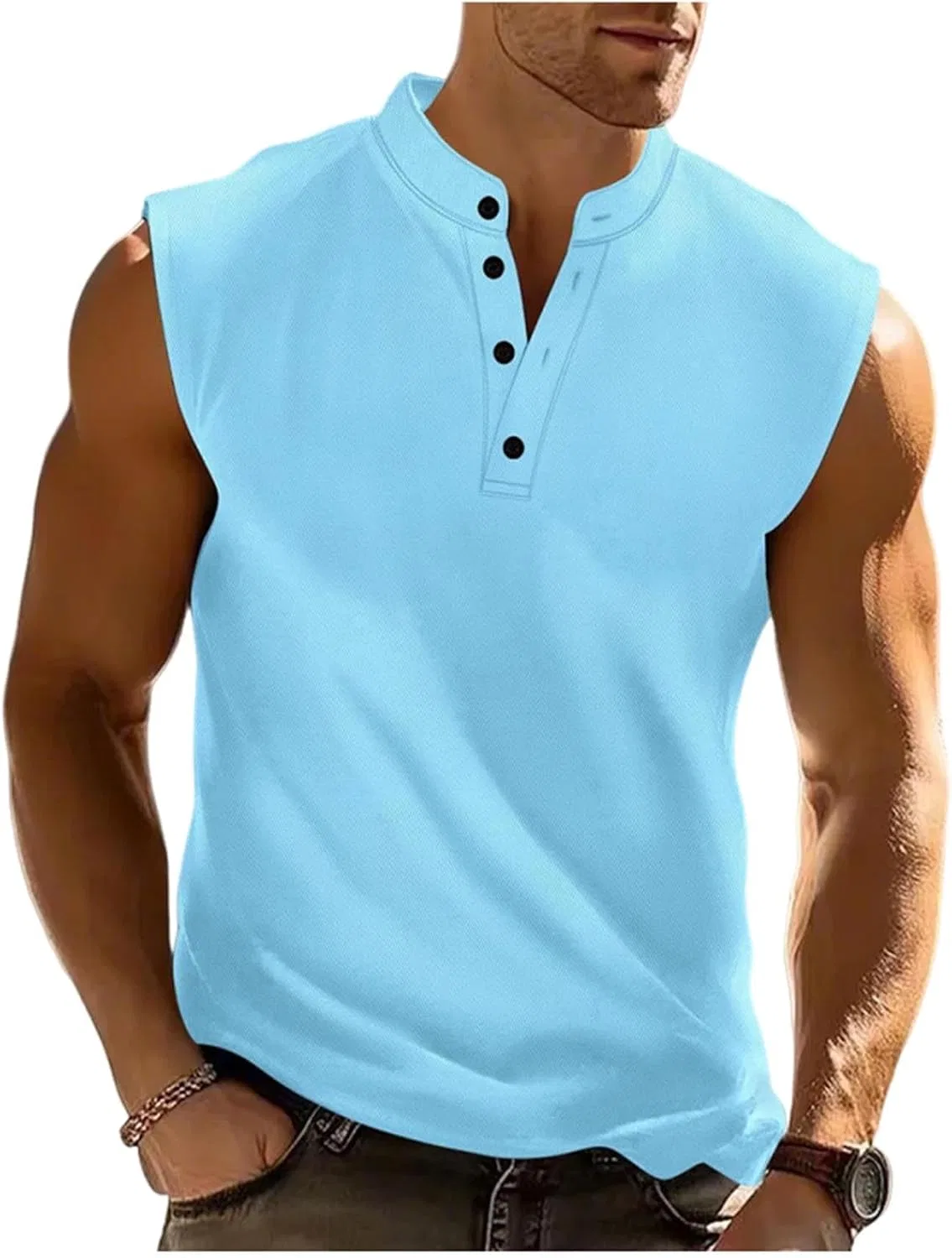 Мужской топ для тренировок без рукавов, Light Blue