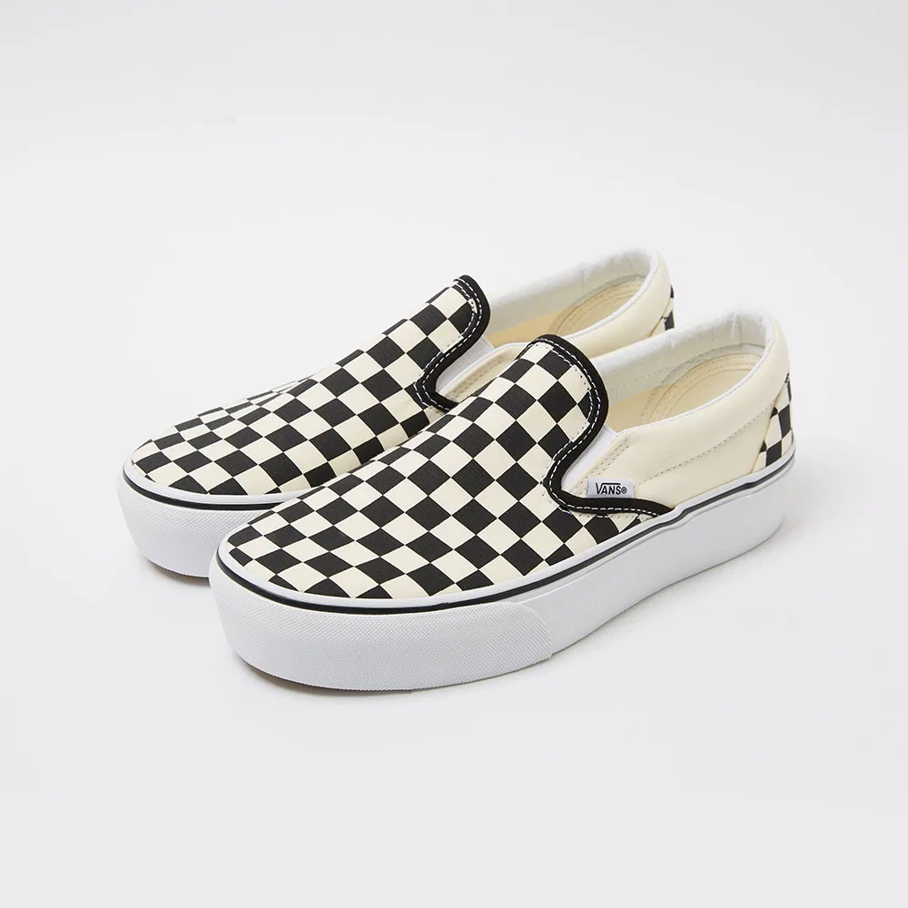 Мужские слипоны на платформе Classic Slip-On Checkerboard чёрно-белые от Vans