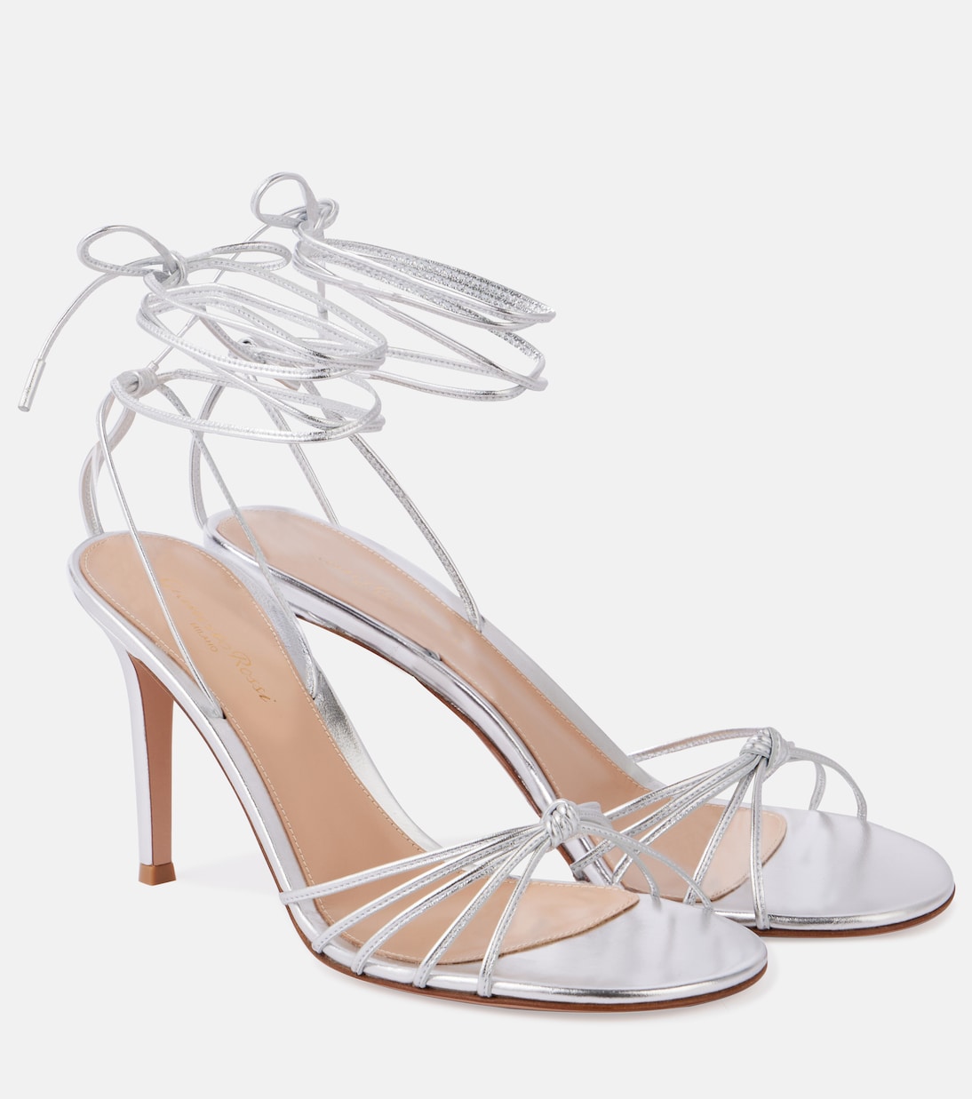 Металлизированные кожаные сандалии Gianvito Rossi, серебряный