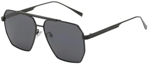 

Солнцезащитные очки для лета с защитой от УФ-излучения, модные металлические многоугольные солнцезащитные очки, классические модные очки MTZJH, Black-black