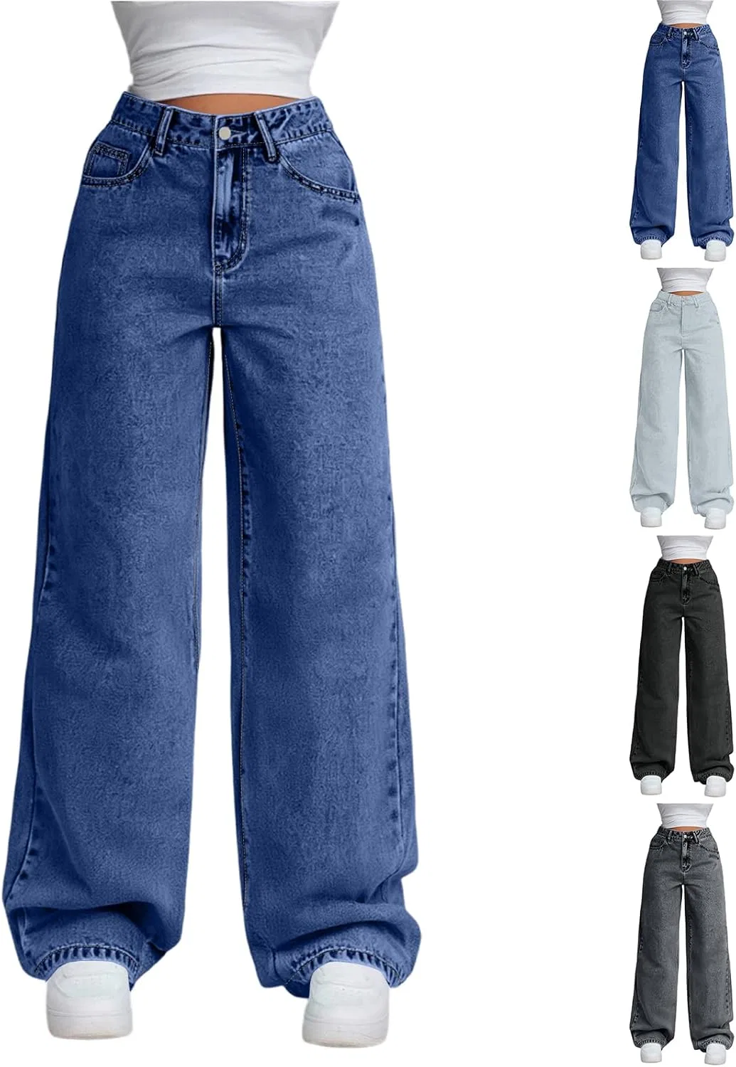 Джинсы свободные, джинсы, A01 Dark Blue