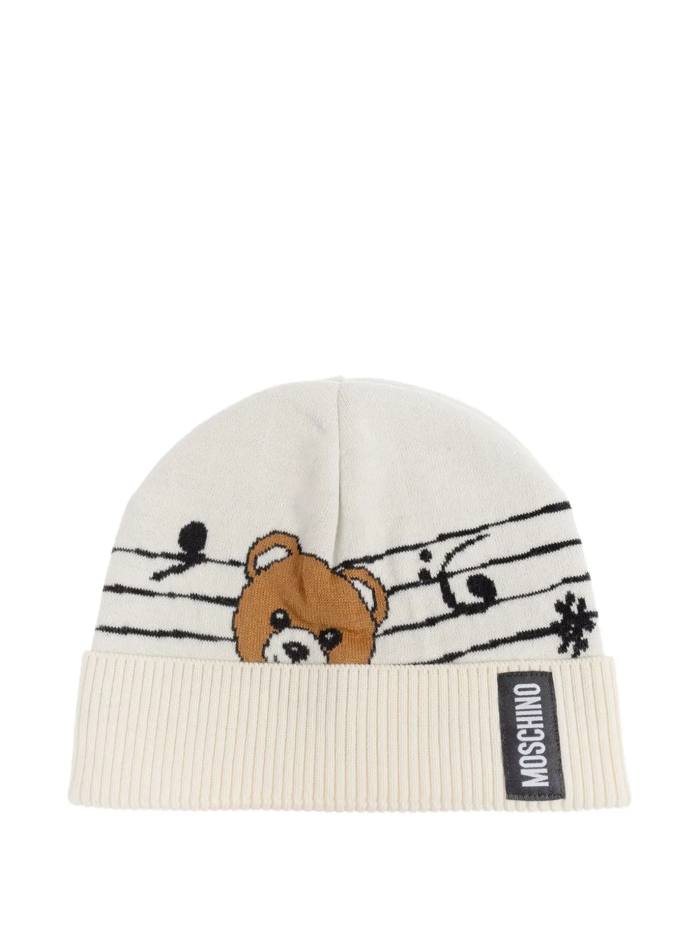 

Шапка-бини с музыкальными нотами в виде плюшевого мишки Moschino, белый