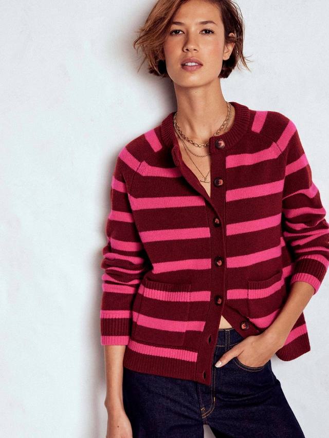 

Кардиган Marion Stripe из чистой шерсти Boden, Umber/Brilliant Pink