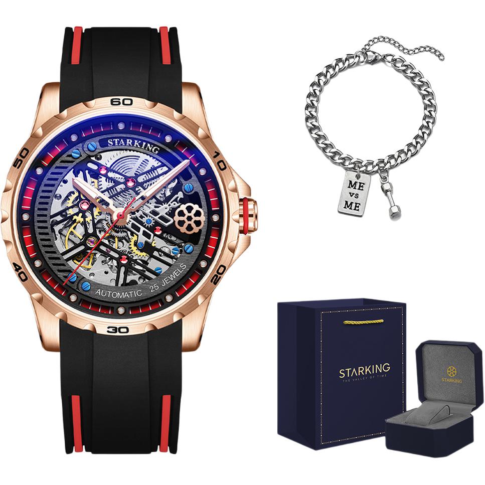 

STARKING Часы Automatic Mechanical Movement Rubber Strap Watch Men's Watch Black Dial
