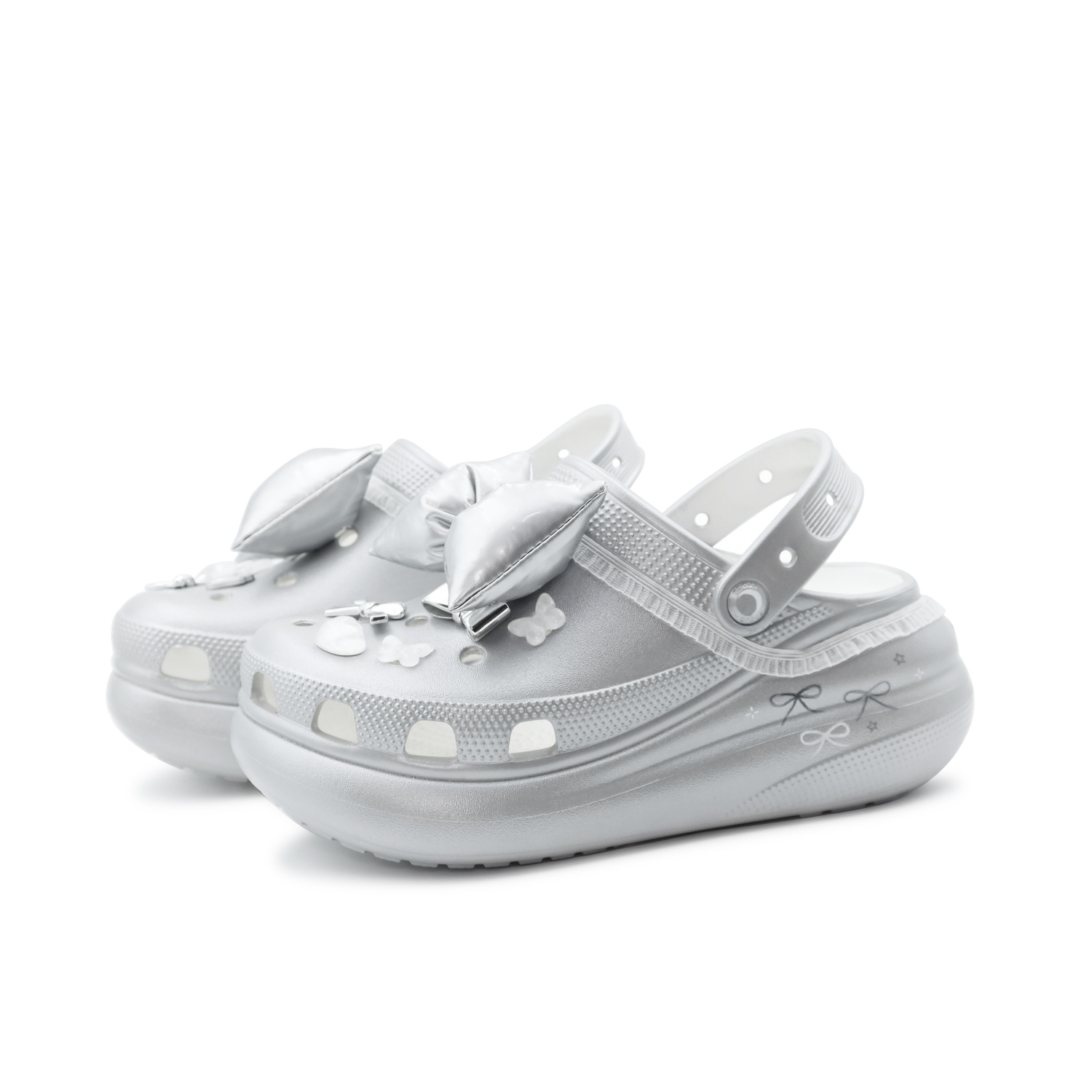 Crocs Кроссовки Crush Clog унисекс серебристо-белые - балетные серебристо-белые, цвет Ballet Silver White — фото 4