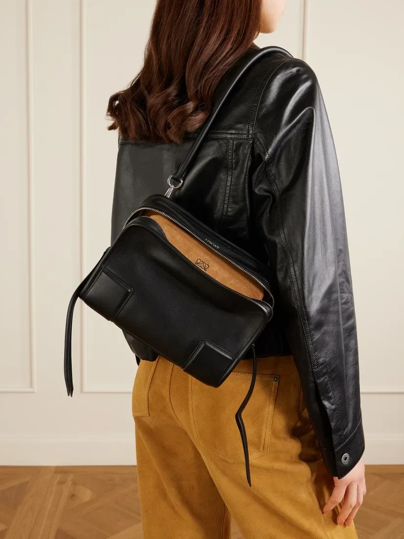 Кожаная сумка-шолдер Amazona 180 LOEWE, черный — фото 3