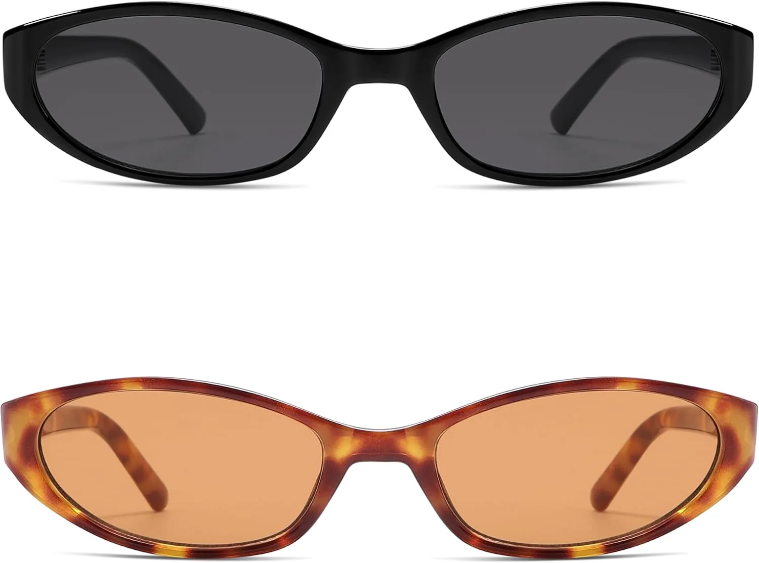 

Ретро овальные солнцезащитные очки для женщин и мужчин в стиле Y2k, узкие «кошачий глаз», тонкие очки AR82299 HERJOUR, 02. Black/Grey+tortoise/Light Orange