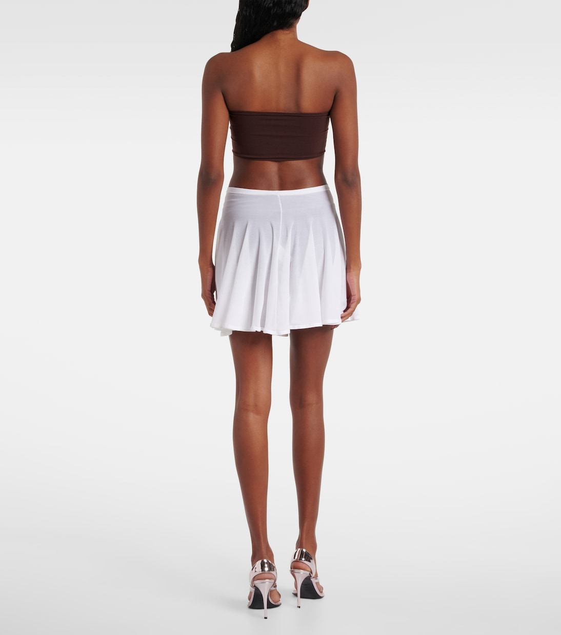 Плиссированная полупрозрачная мини-юбка Alaïa, Blanc — фото 3