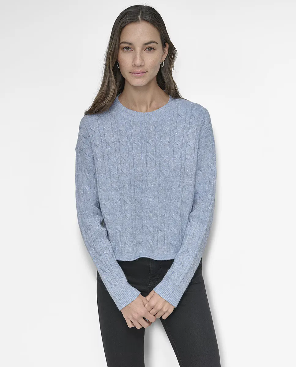 

Женский короткий джемпер из вязаного трикотажа с длинным рукавом Dkny Jeans, серый