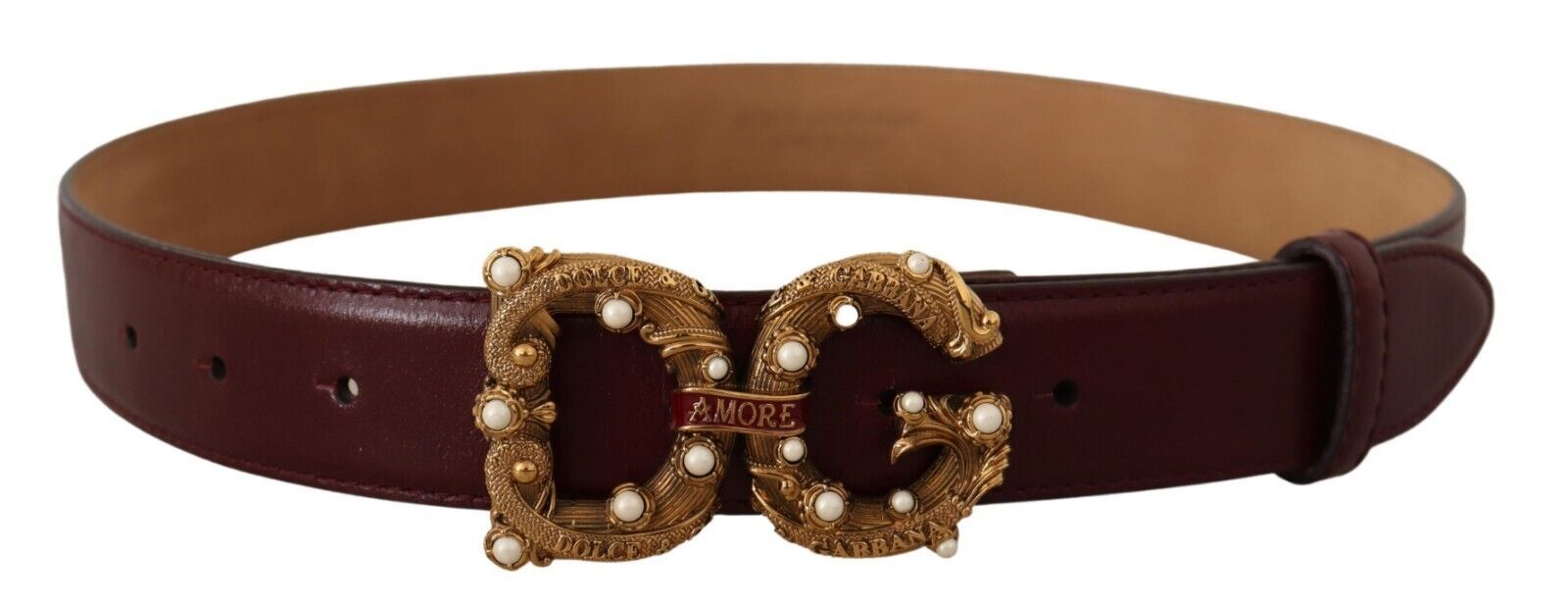 

Элегантный ремень Amore из кожи бордо Dolce & Gabbana