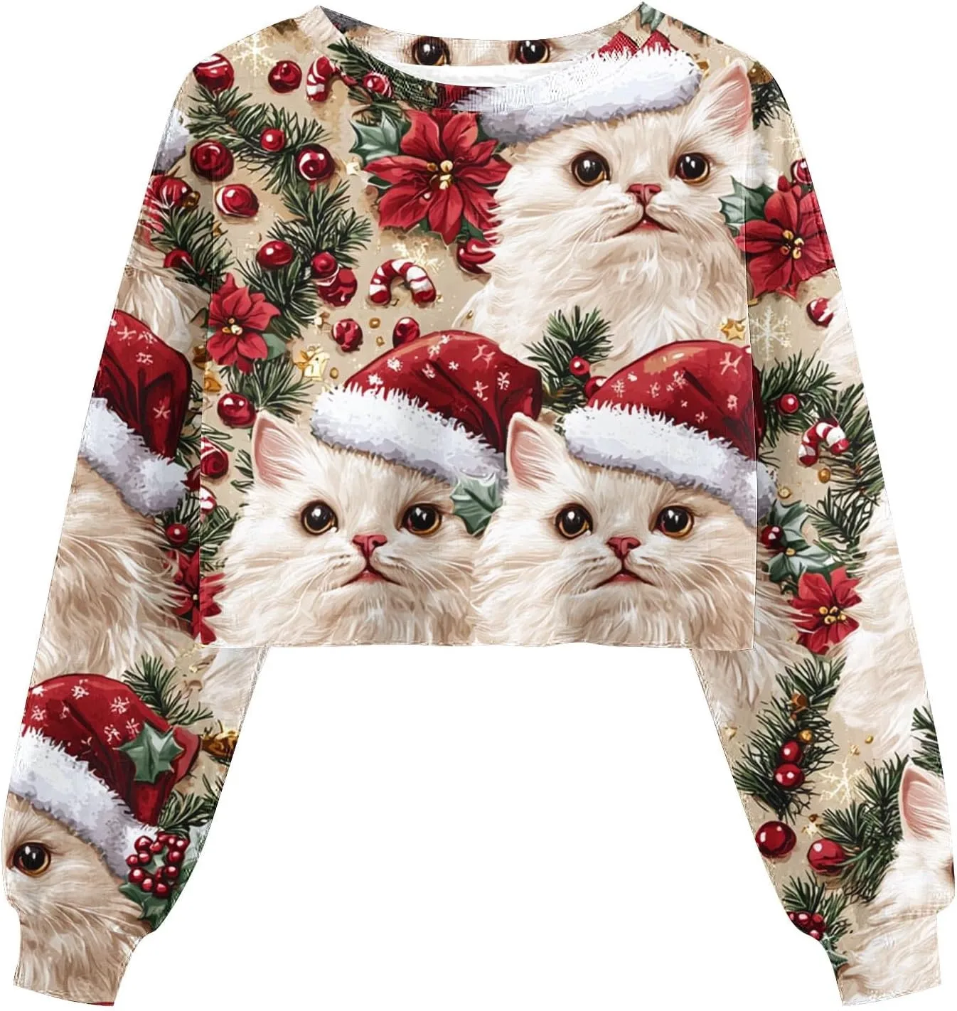 

Женский укороченный свитер с 3D принтом в рождественском стиле