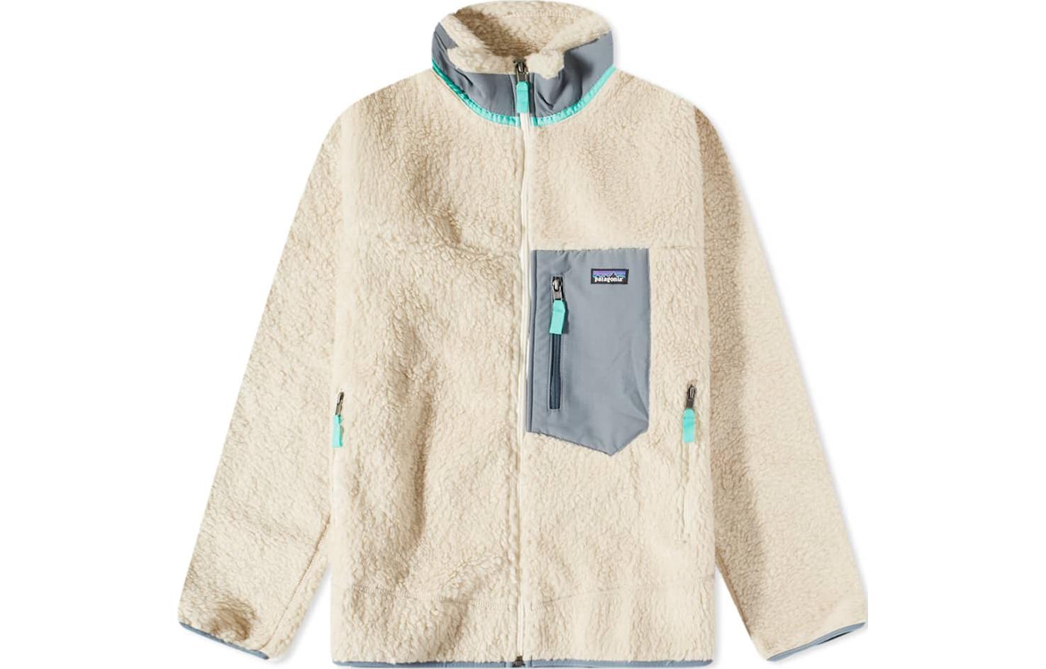 

Куртка из искусственной овчины с контрастными карманами Patagonia, экрю/dnpg