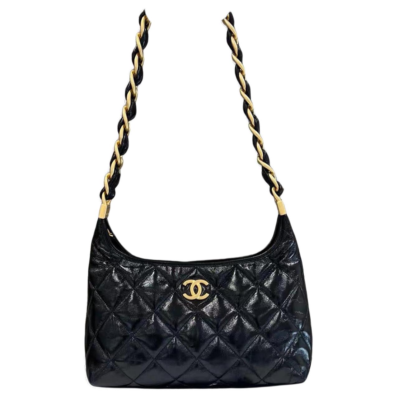 Chanel Женская сумка на одно плечо из овечьей кожи, средний размер, черная — фото 4
