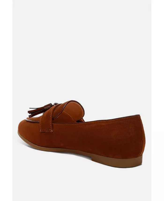 Фольклорные лоферы с кисточками из микро-замши Rag & Co, коричневый — фото 3