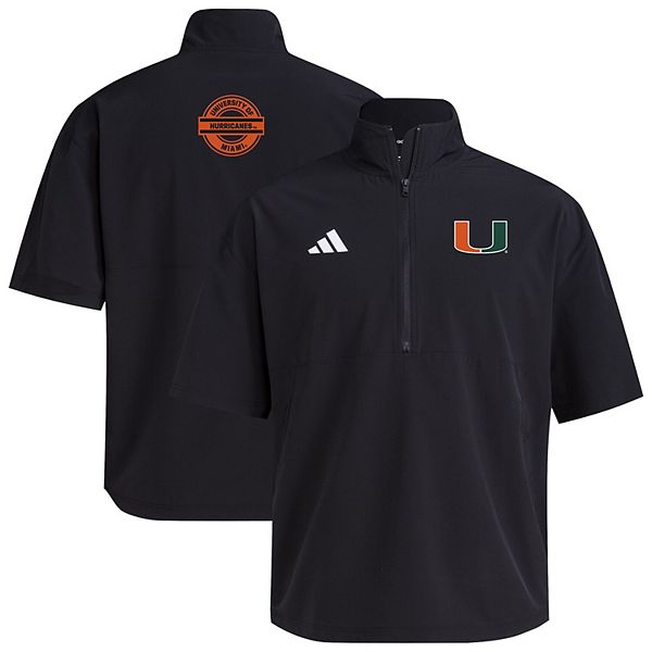 Мужская черная тренировочная куртка half-zip с коротким рукавом miami hurricanes 2024 Adidas — фото 2