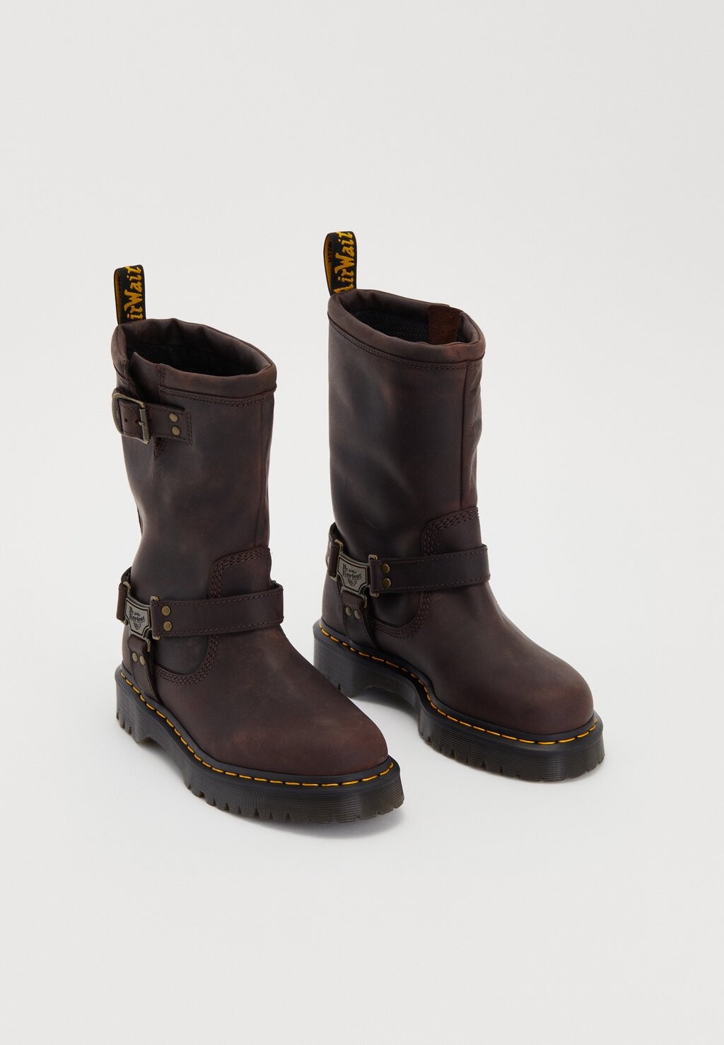 Байкерские сапоги Dr. Martens ANISTONE HI кожаные, темно-коричневый — фото 4