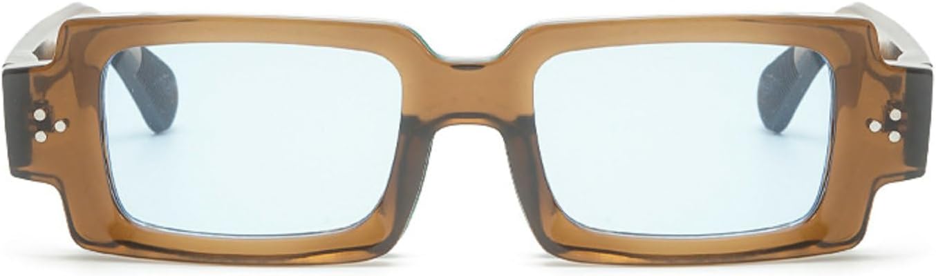 

Винтажные квадратные панк-солнцезащитные очки для мужчин и женщин 2025, роскошные модные солнцезащитные очки для вождения, защита от ультрафиолета UV400 3849 Melrose, Tea Blue