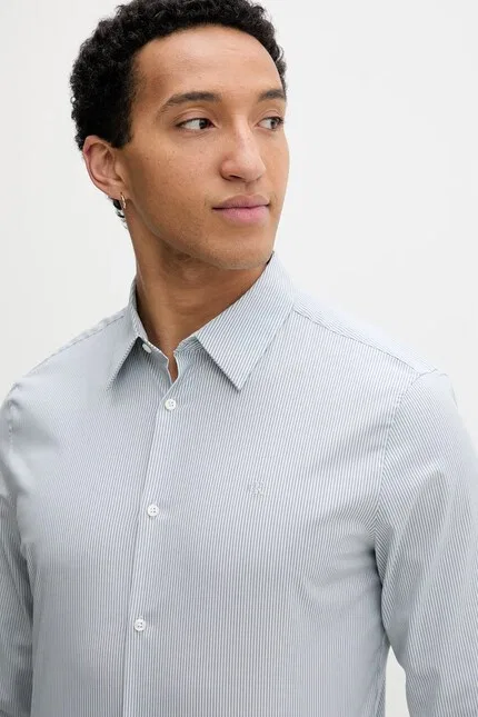 Рубашка из хлопка с эластаном slim fit Calvin Klein, зеленый — фото 4