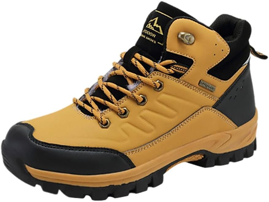 

Мужские походные ботинки kiobrvhe большого размера с контрастным цветом, дышащие, водонепроницаемые, с нескользящей легкой подошвой, средний ботинок до щиколотки, желтый