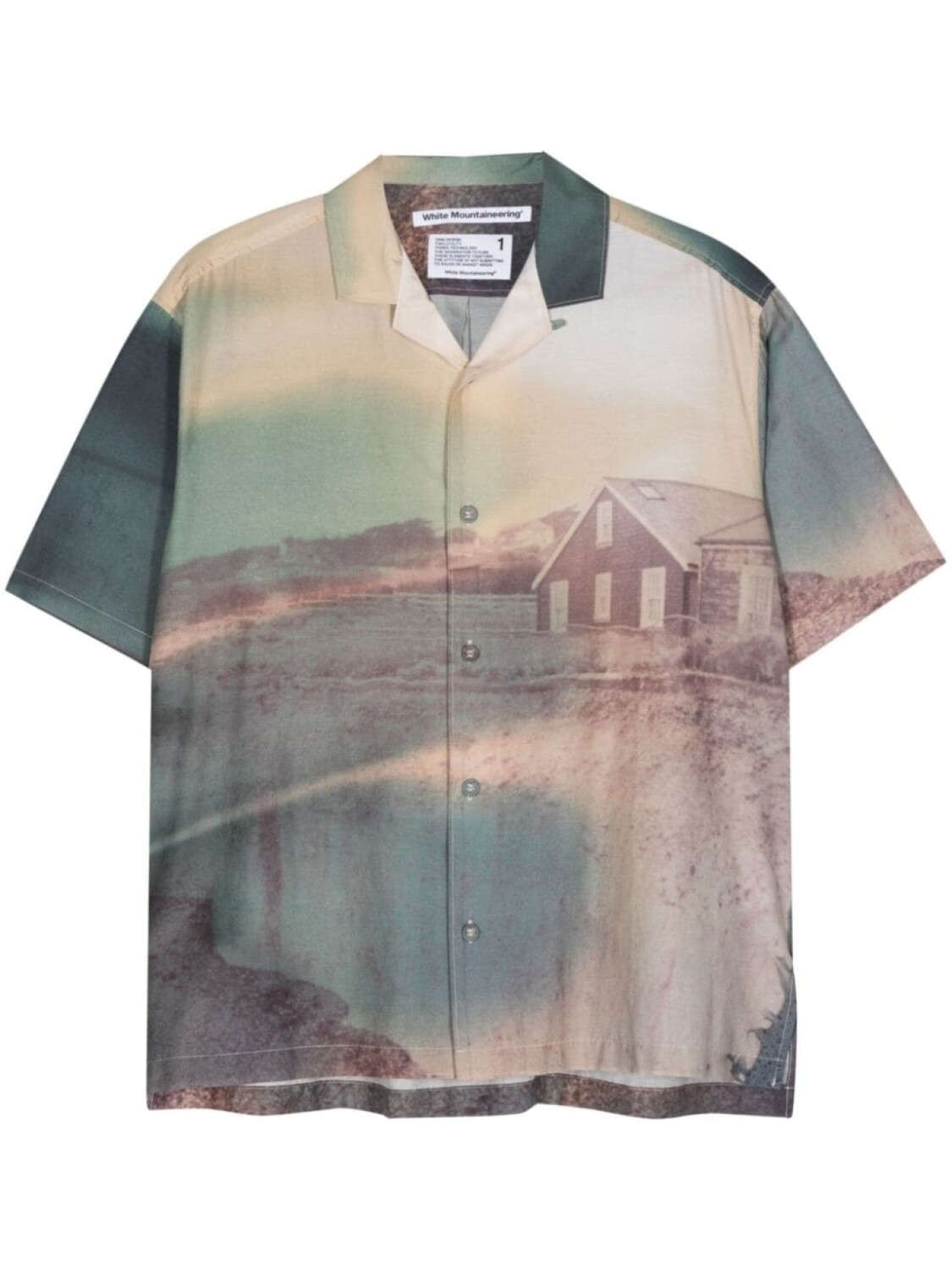

White Mountaineering рубашка с фотопринтом, синий