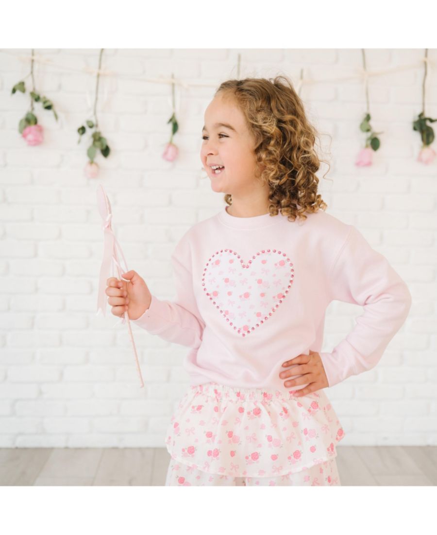 Детская толстовка для девочек с нежной розой, жемчугом и сердечком Sweet Wink, Ballet pink — фото 3