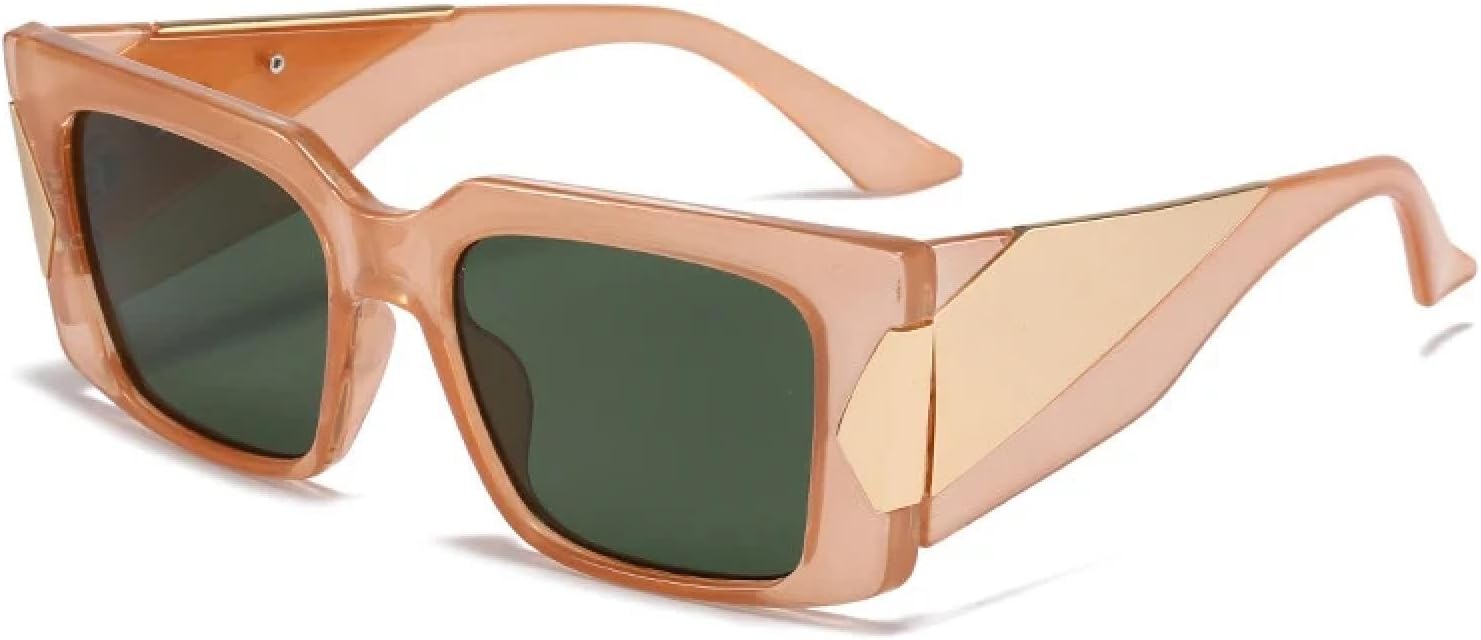 

Роскошные солнцезащитные очки для женщин, с широкими дужками, металлические, для мужчин и женщин, модные, для путешествий и вождения, с защитой от УФ-излучения UV400 TKKTLLT, Jelly Tea Green