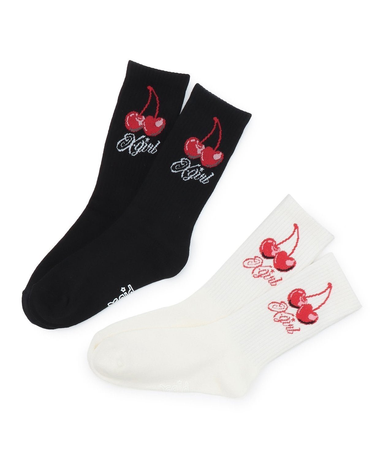 Носки Cherry Logo Crew Rib Socks X-girl Stages, Black — фото 4