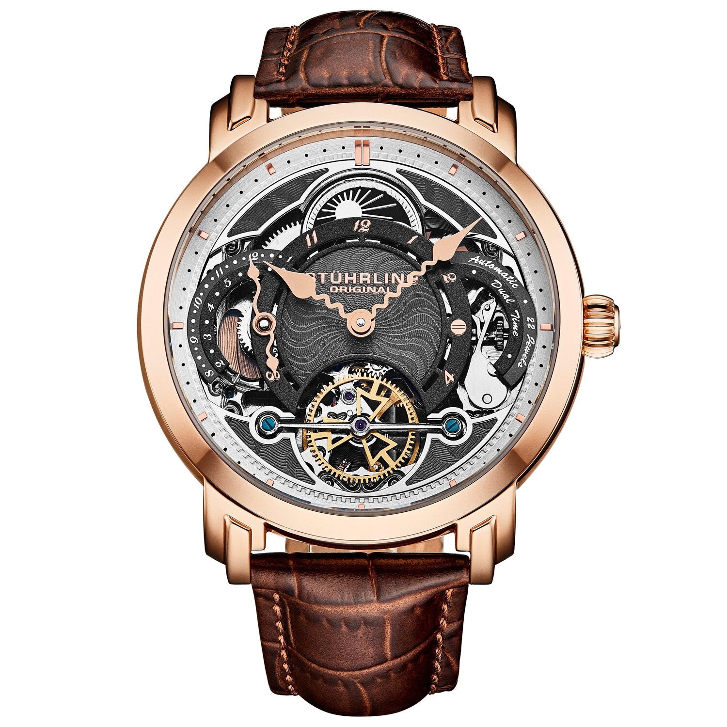

Автоматические часы Celestial Timekeeper 1017 Dual Time, 44 мм, скелетон STÜHRLING Original, золото