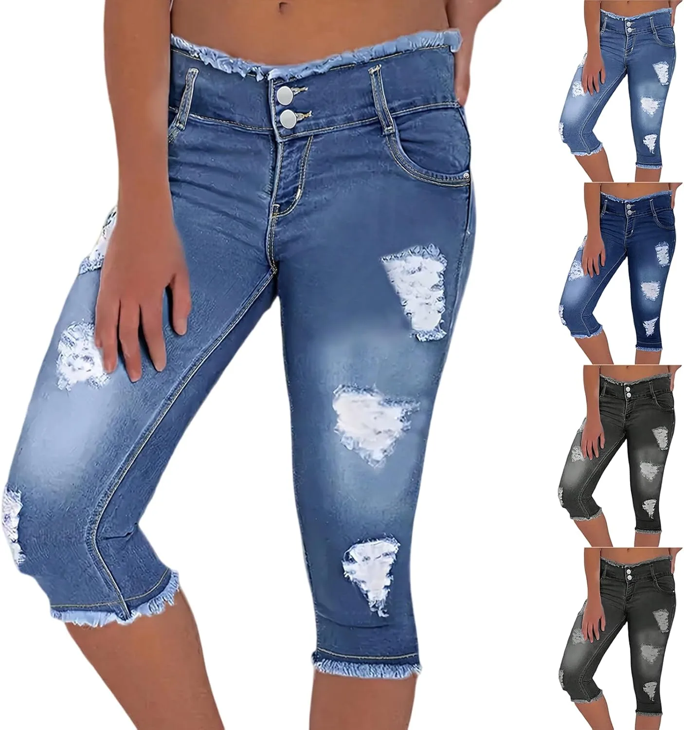 Джинсовые капри для женщин Casual летние потертые джинсы Capris Western Y2K Curvy рваные укороченные с карманами