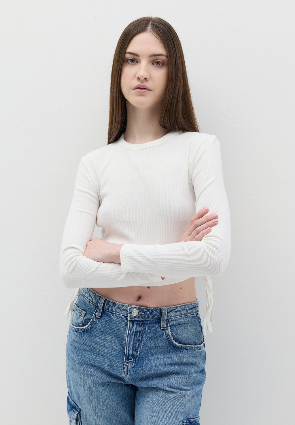 

Топ с длинными рукавами CROP WITH LACES B.ANGEL, белый