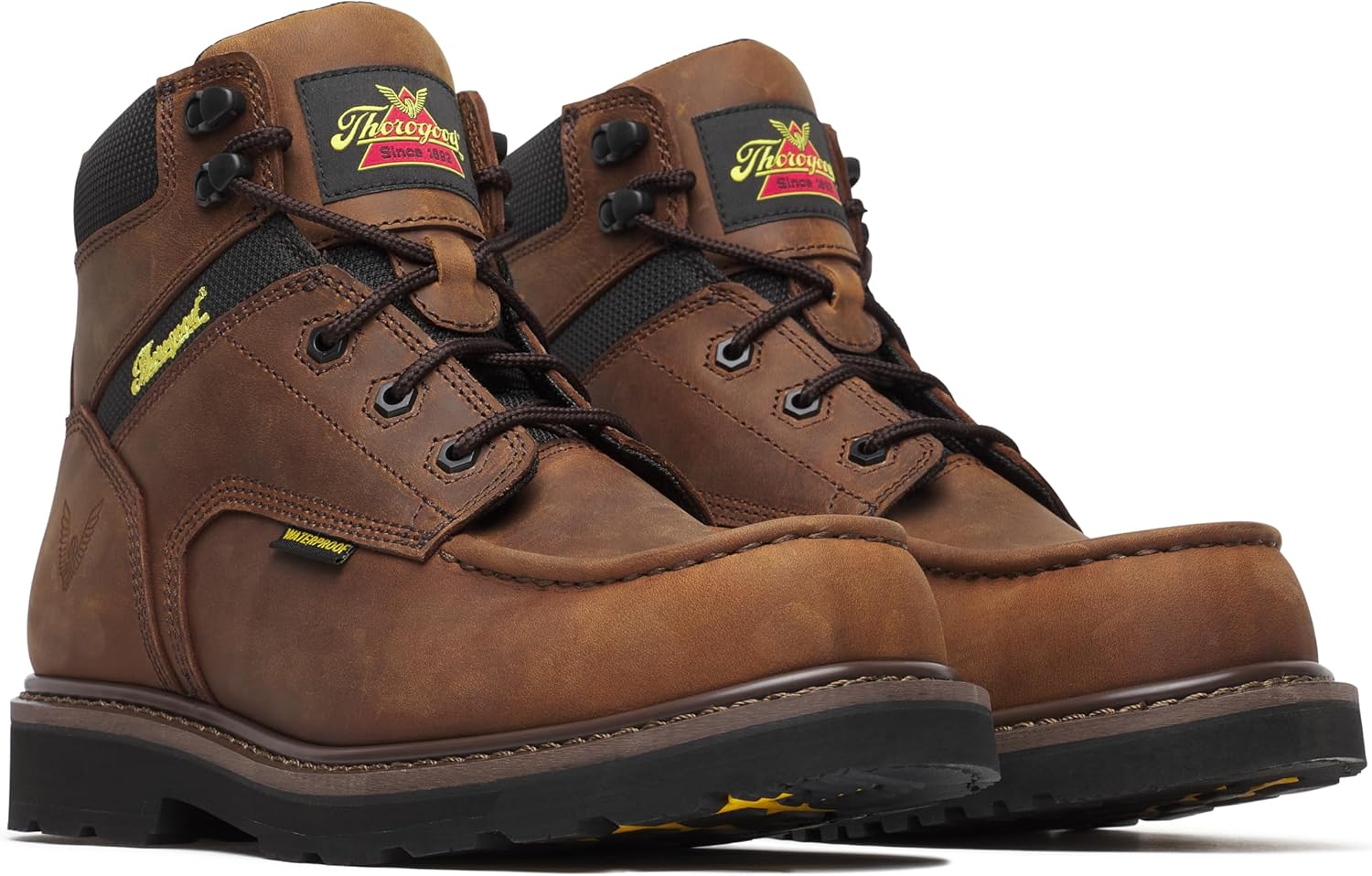 

Мужские ботинки Thorogood Jobsite Series - 6 с водонепроницаемой отделкой и прочным носком типа мокасин - композитный защитный носок, долговечные для тяжелых работ на открытом воздухе, Crazy Horse