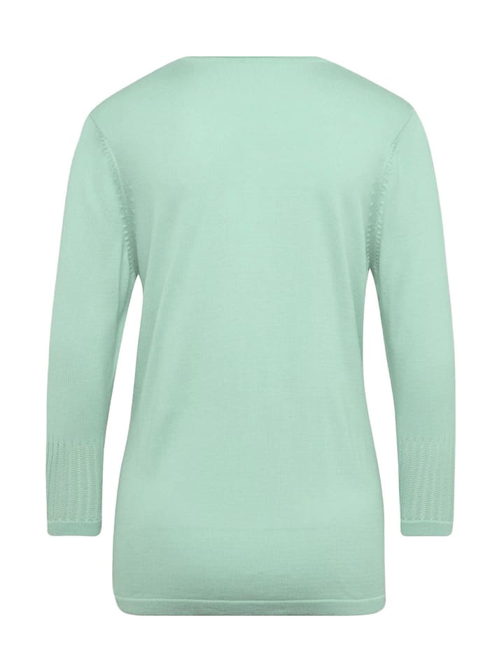 

Короткий размер: Ажурный свитер с вырезами мятно-зеленого цвета. GOLDNER