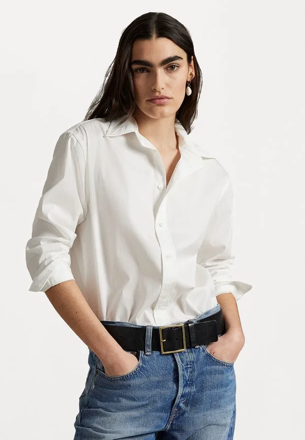 Свободная хлопковая рубашка на пуговицах, блузка Polo Ralph Lauren, White