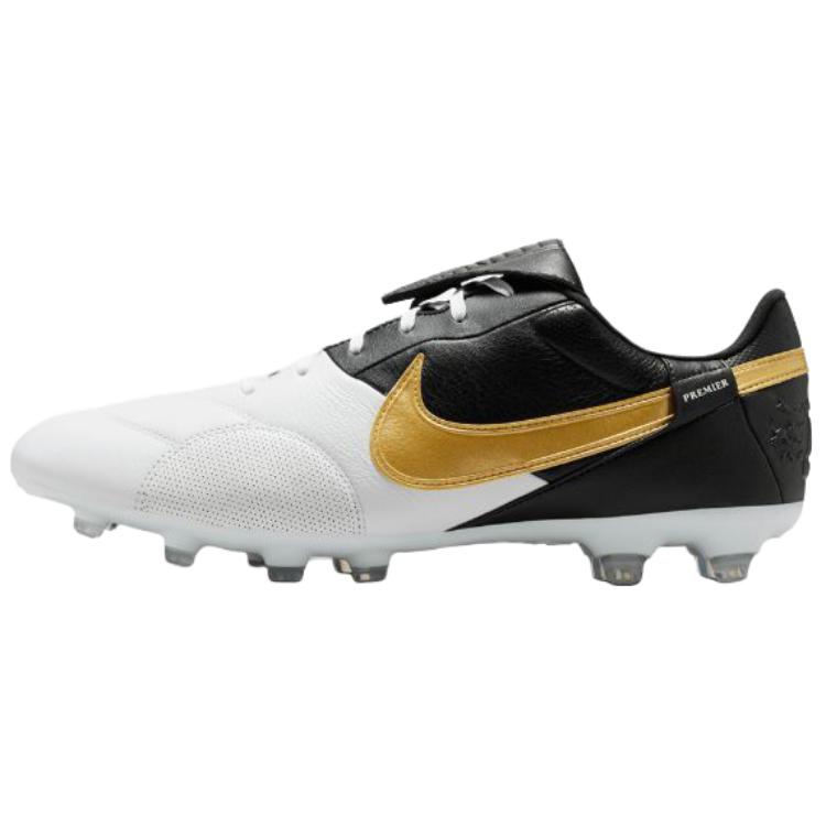 Nike Футбольные бутсы Premier 3 FG Firm Ground с защитой от скольжения и износа, унисекс, цвет черный, белый, золотой