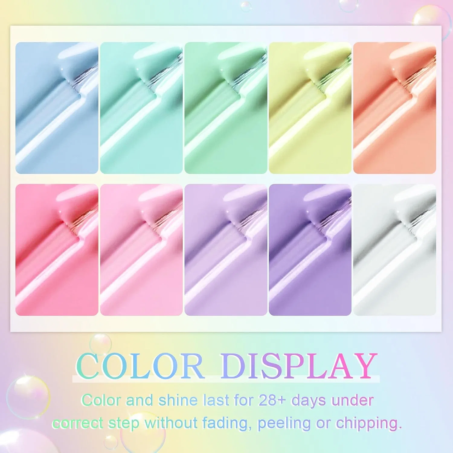 Набор УФ-гель-лаков YSUVIN Summer Pastel Macaroon, 10 цветов, 8 мл Ysuvin, Pastel 2 — фото 2