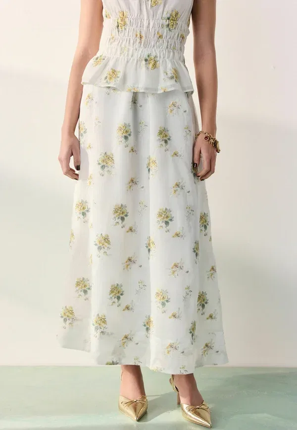 Юбка-макси Regular fit Tabitha Simmons x Layered Maxi Skirt, нейтральный флоральный — фото 3