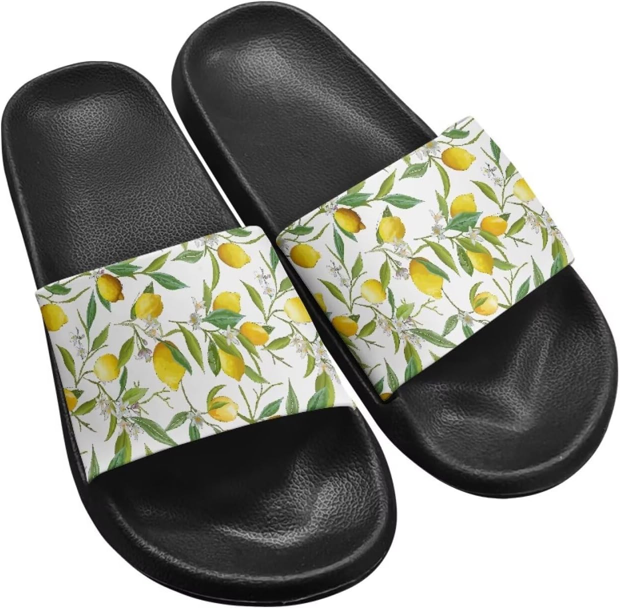 

Тапочки для женщин и мужчин, нескользящие, быстросохнущие, для душа, сандалии для ванной комнаты, плоские сандалии из ЭВА Hechitok, Lemon Floral