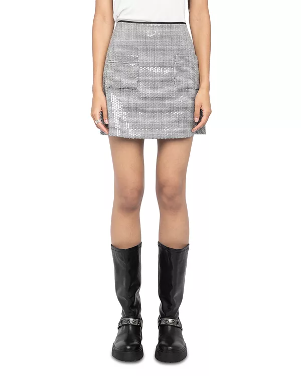 

Мини-Юбка с пайетками Jaime car Zadig & Voltaire, серебряный