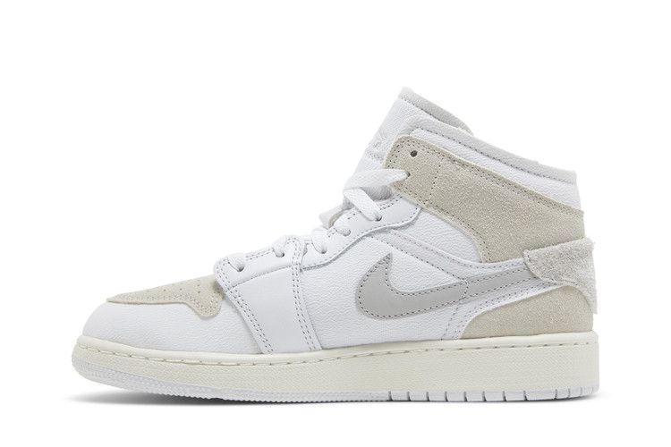 Кроссовки Air Jordan Air Jordan 1 Mid SE Craft GS 'Inside Out - White Sail', белый — фото 4
