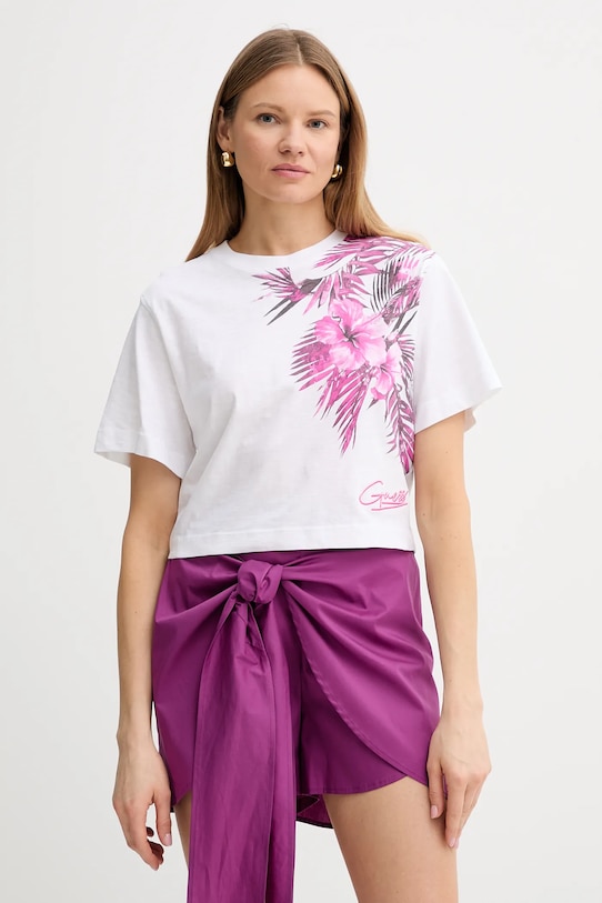 

Хлопковая футболка Guess, белый