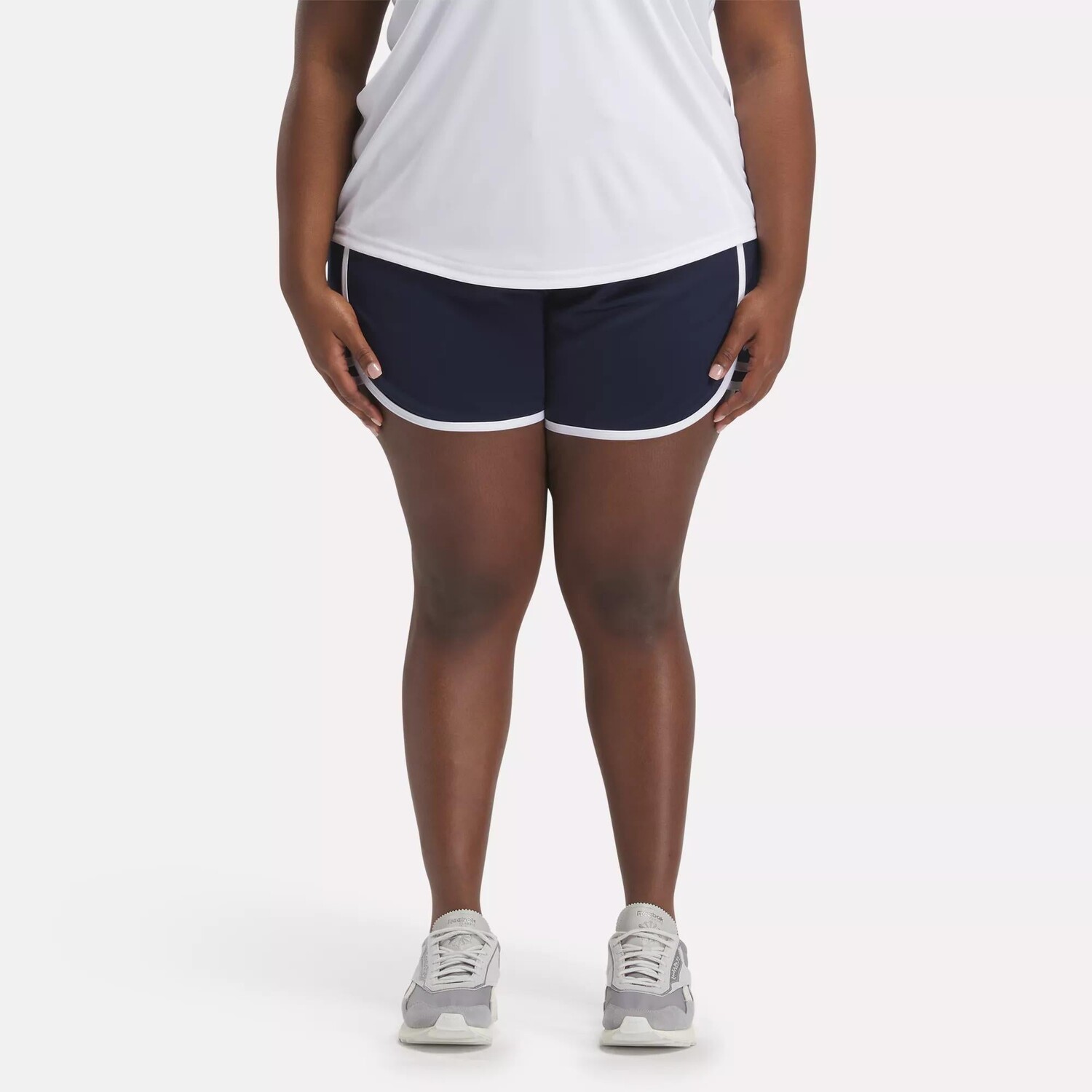 

Шорты с высокой посадкой для тренировок (большие размеры) Reebok, цвет Vector Navy / White