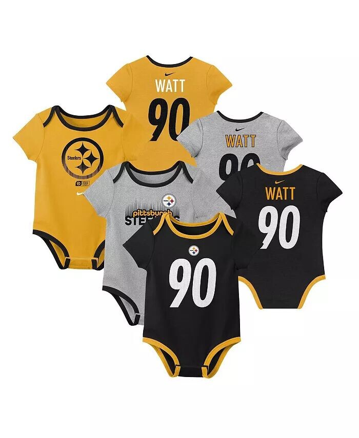 

Комплект из 3 боди для больших мальчиков и девочек TJ Watt Pittsburgh Steelers с именем и номером Nike